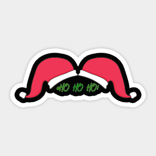 Santa Hat Mustache Black Background Sticker